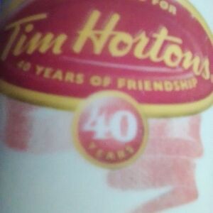 Tim Hortons 40 Years Logo Mug Pink & Gold Graphic